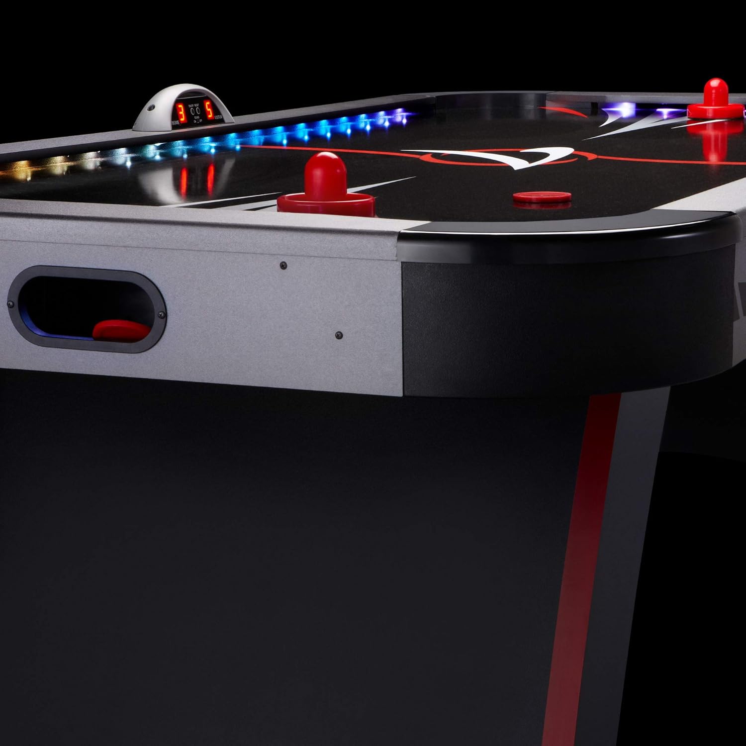 Black 7-Foot LED Illuminated Air Hockey Table