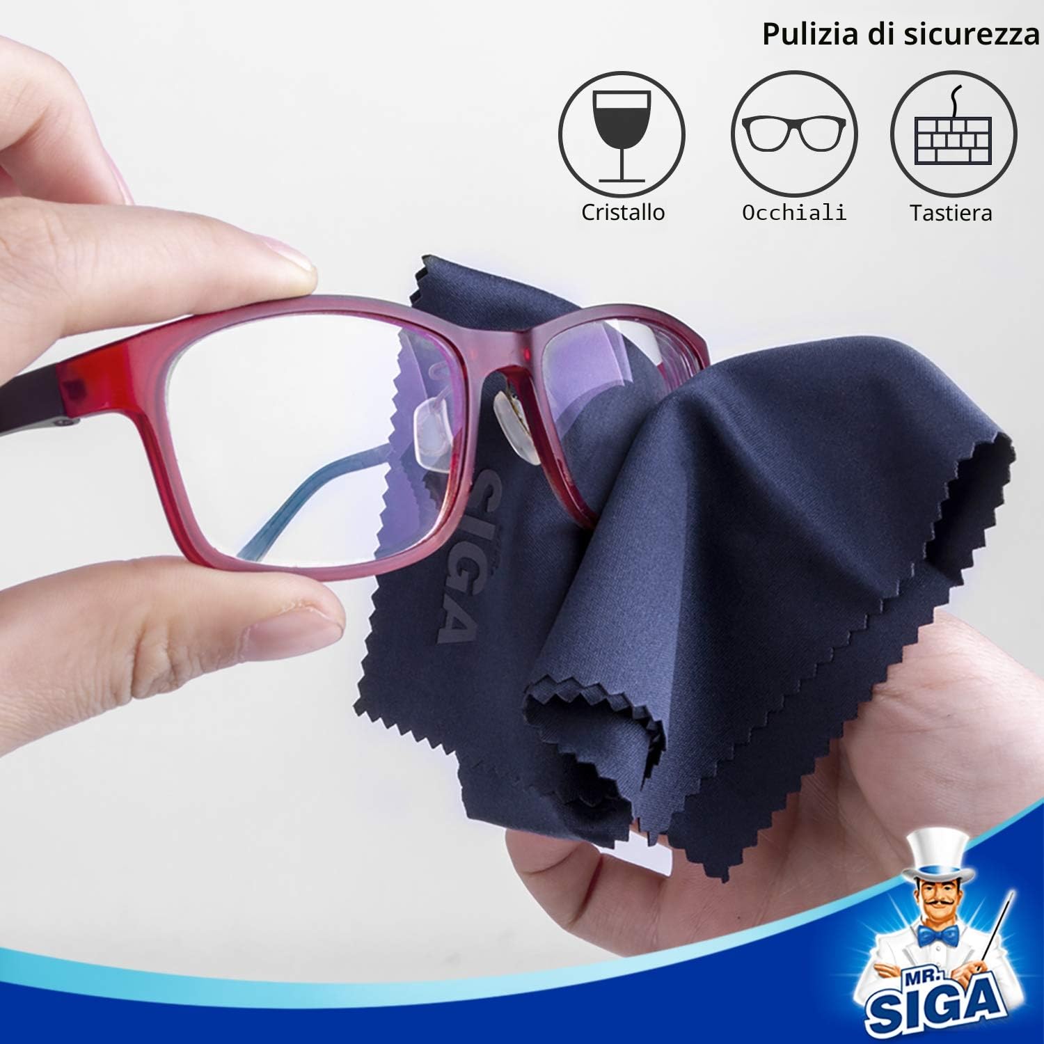 Panni in microfibra per pulizia lenti occhiali schermi 15x18 cm confezione da 6