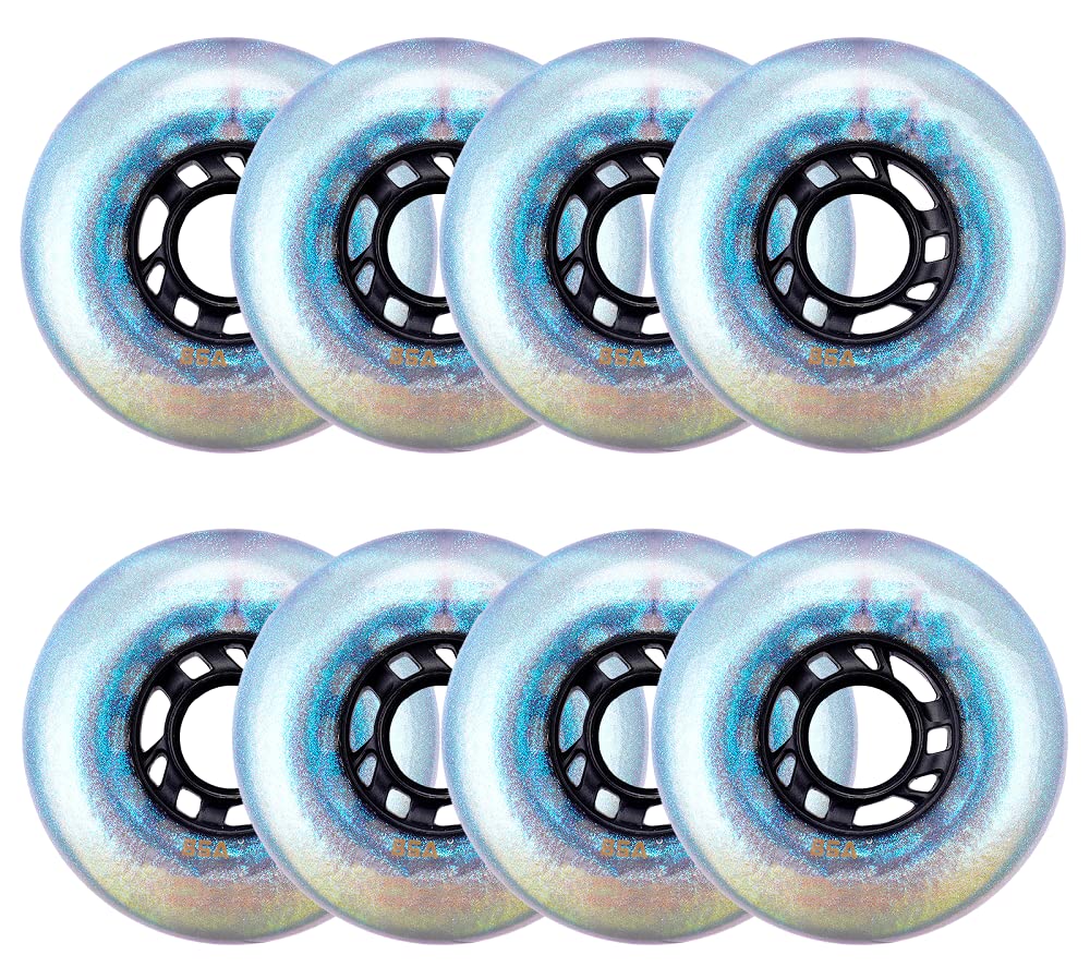 Genérico Ruedas para Patines en Línea Interior Exterior Ruedas de Repuesto para Patines en Línea de 72 mm/ 76 mm/ 80 mm para Patinaje en Exteriores/Interiores Paquete de 8 Sin Rodamientos