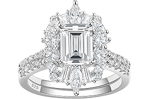 3CT Vintage Emerald Cut Engagement Ring Set