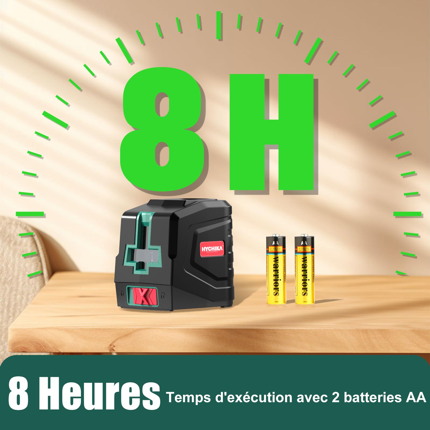 HYCHIKA Niveau Laser avec Trepied, Niveaux Laser Autonivelant avec 2 Piles AA et Pochette de Transport, Lazer Niveaux Vert pour Décoration de Maison, Dricolage