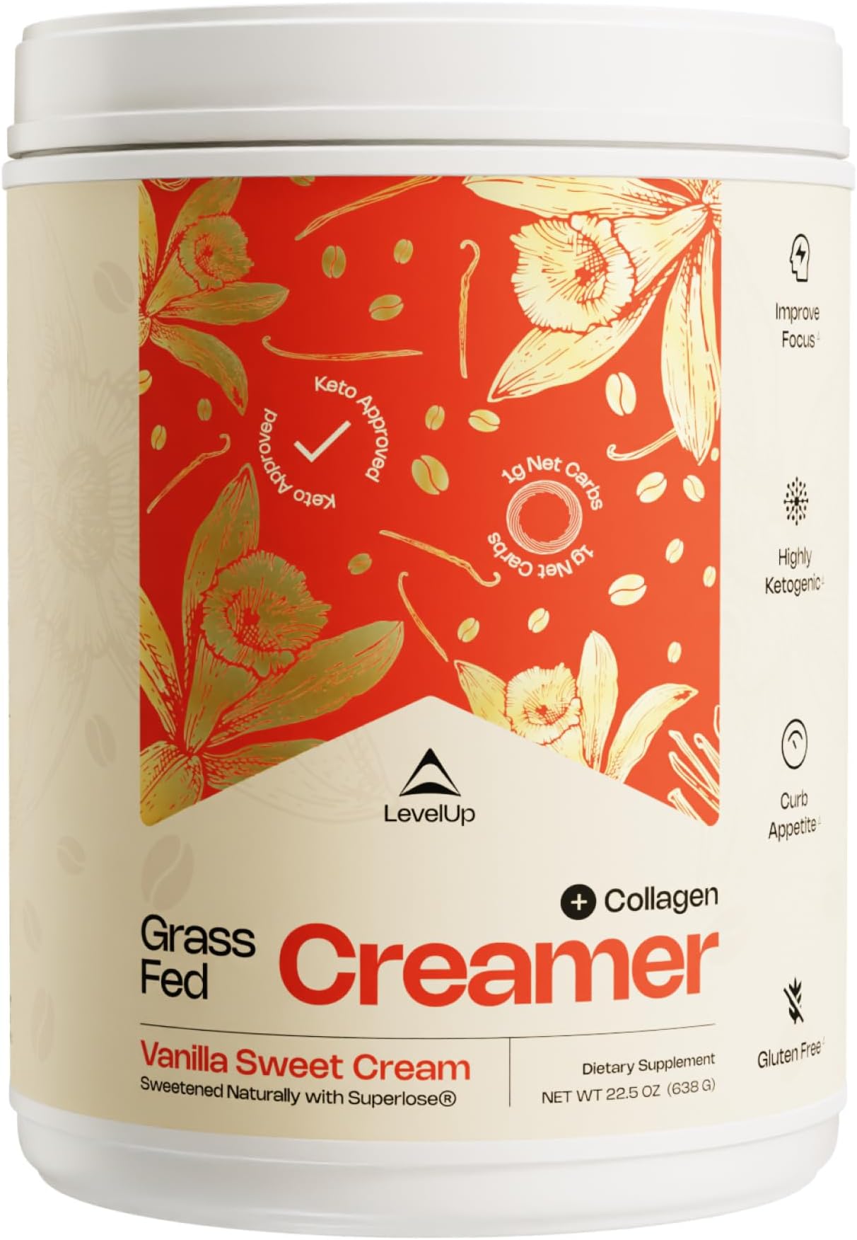Grass-fed Keto Creamer: Collagen Protein + C8 MCT Oil + Irish Butter | Keto Bomb BPC Coffee Creamer | Ketogenic Diet Ketosis Supplement Ketone Support (Vanilla Sweet Cream, 20oz)