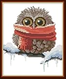 Cross Stitch Kits, Awesocrafts Owl Scarf Cute Christmas Winter Easy Patterns Cross Stitching Embroidery Kit Supplies, Stamped or Counted (Counted)