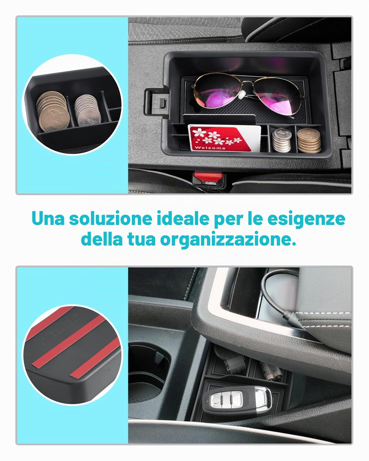 CDEFG Compatibile con Renault Megane E-Tech/Scenic 2022-2024 2025, organizer per console centrale, scatola di immagazzinaggio Megane E-Tech, portaoggetti per auto, vassoio per console