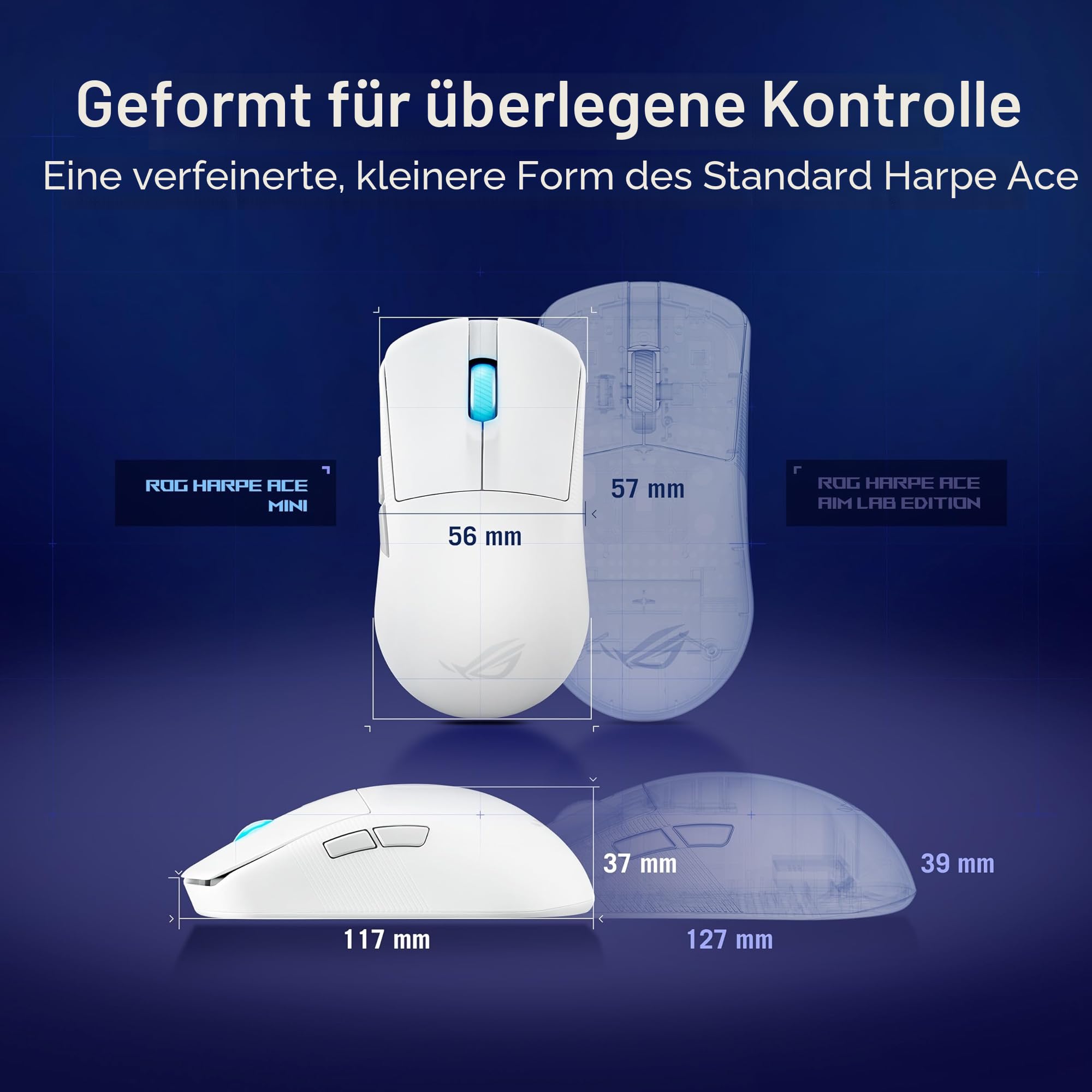 Asus ROG Harpe Ace Mini White kabellose ESport Gaming Maus mit nur Gewicht – Bild 3