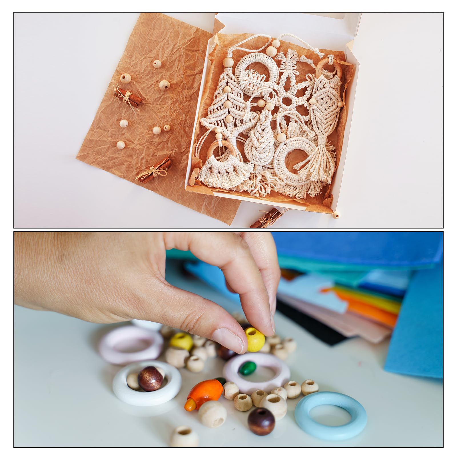 QUARKZMAN 60 Pièces Bagues En Bois Naturel 20 Mm - Anneaux Lisses Pour Bricolage Macramé Bijoux