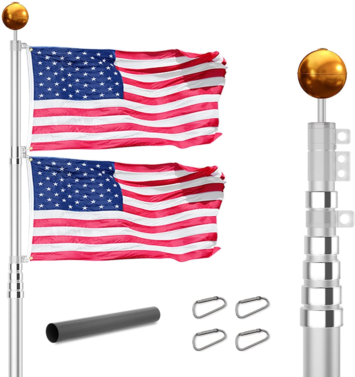 Buy SEEYANG 20FT Telescoping Flag Pole Kit, Heavy Duty Aluminum