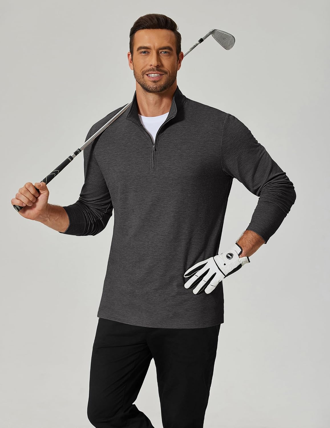 COOFANDY Men's Quarter Zip Pullover Sweatshirt Mock Neck Golf Shirts Casual Long Sleeve Shirt