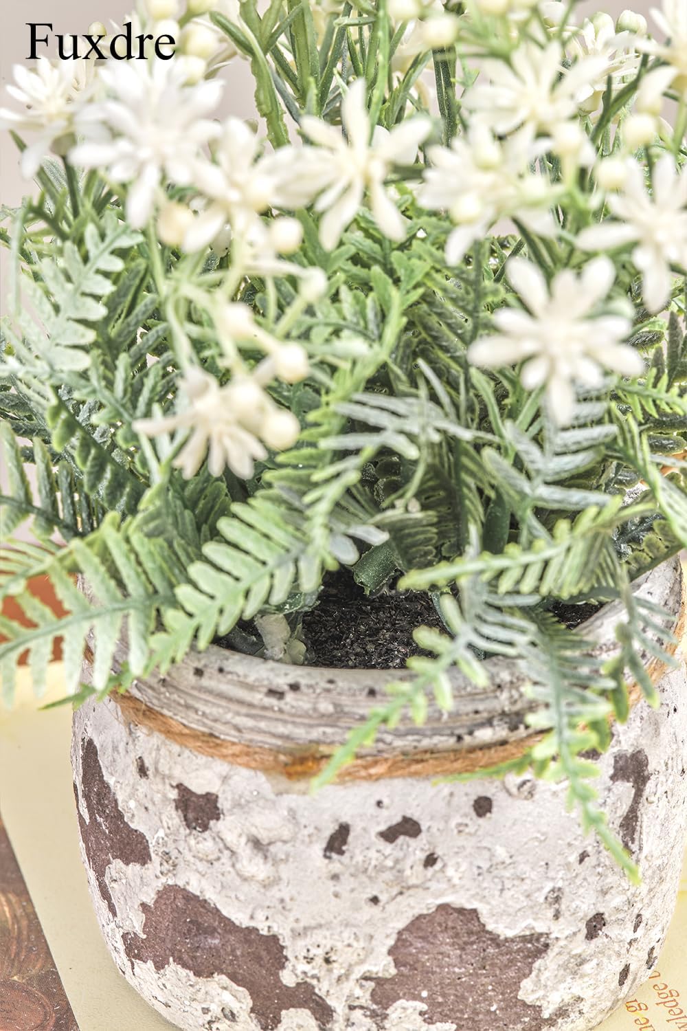 Fake Plants Small with 2 Pack, The Sunflower for Bathroom Shelf Decor, Decorative Plants for Home Living Room Office Bedroom Table Tray Shelve Farmhouse Decor Indoor(White Floral) - Image 8