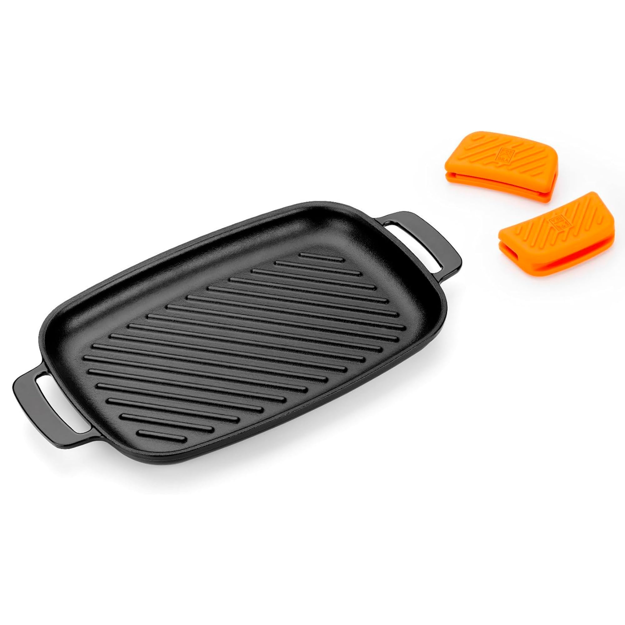 Braisogona Efficient Iron Rectangular Grill with Stripes, 35 cm