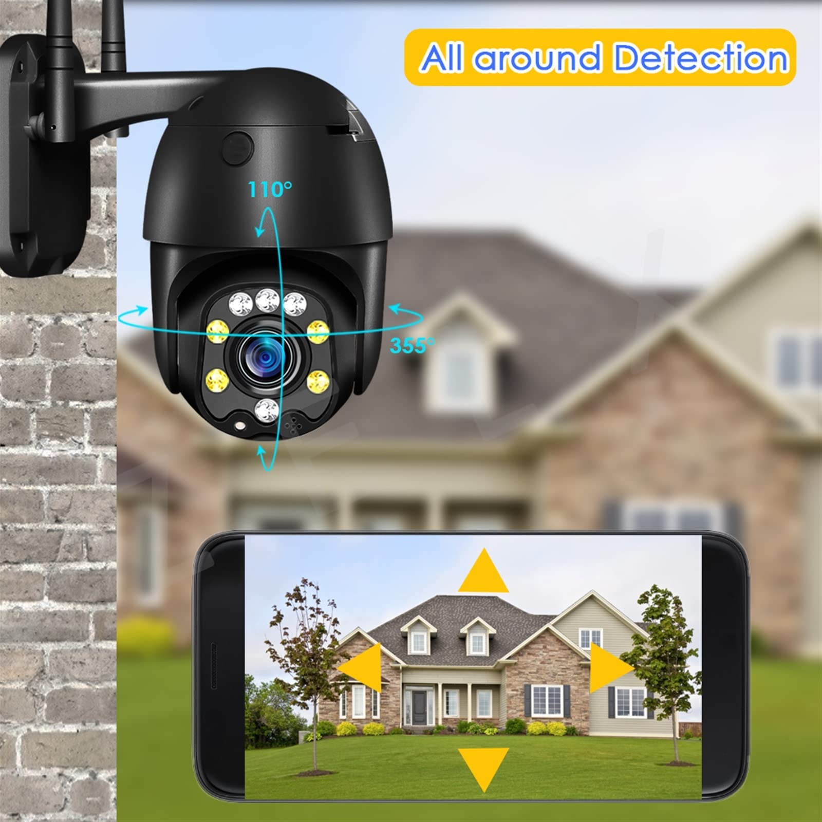 Telecamera Wifi Esterno, 4G SIM Card CCTV IP Camera Outdoor 5MP Videosorveglianza PTZ Telecamera di sicurezza Visione notturna a colori Smart Home Zoom ottico 5X ,Sicurezza, Antifurto(WiFi Version 5X