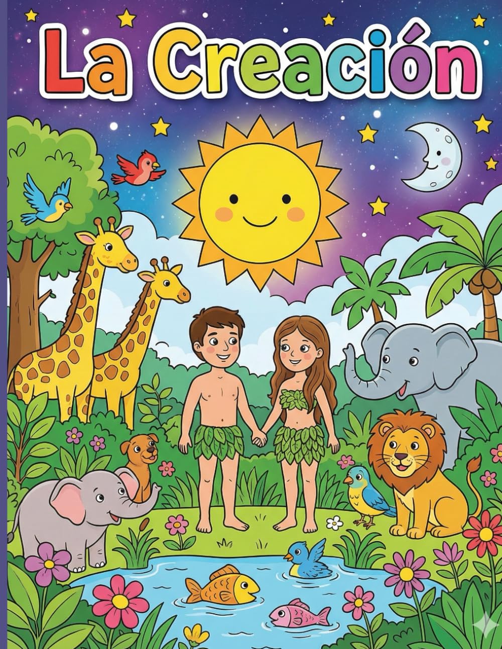 La Creación: Libro Bíblico para colorear para Niños - Historias de la biblia con dibujos grandes (La biblia para colorear - Grandes historias en dibujos animados)
