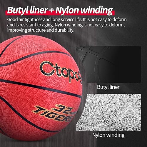 Miniatura 5 de Baloncesto de la calle de cuero de la PU de 29.5 "Streetball para juegos de interior al aire libre, tamaño oficial 7 Baloncesto entrenamientopartido