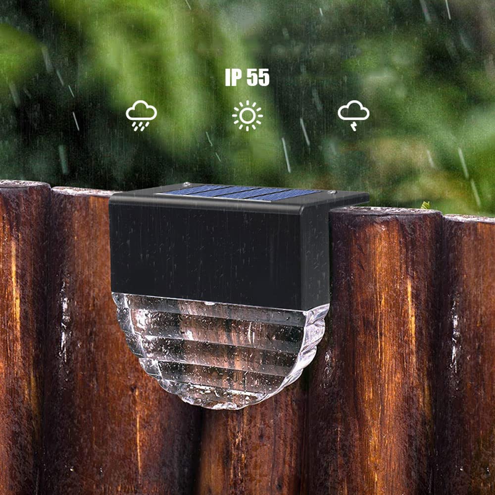 Solarne lampy schodowe, IP55 wodoodporne schody ogrodowe LED dekoracyjne kolorowe ciepłe światło podwójne oświetlenie ogrodzeniowe, oprawa oświetleniowa do montażu na ścianie