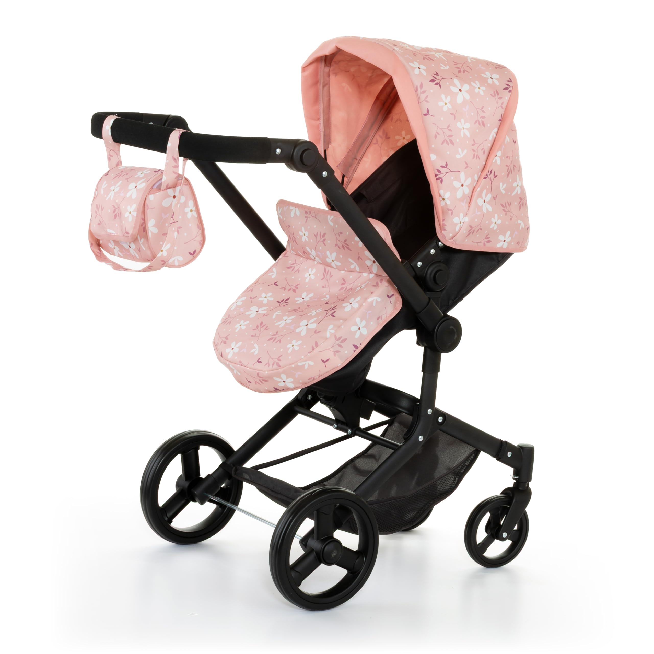 MOLTO - Poussette pour poupées 2 en 1, Convertible en Poussette de Promenade avec nacelle Amovible, Guidon réglable et réversible, Capote, Sac et Panier, pour poupées jusqu'à 53 cm à partir de 3 Ans