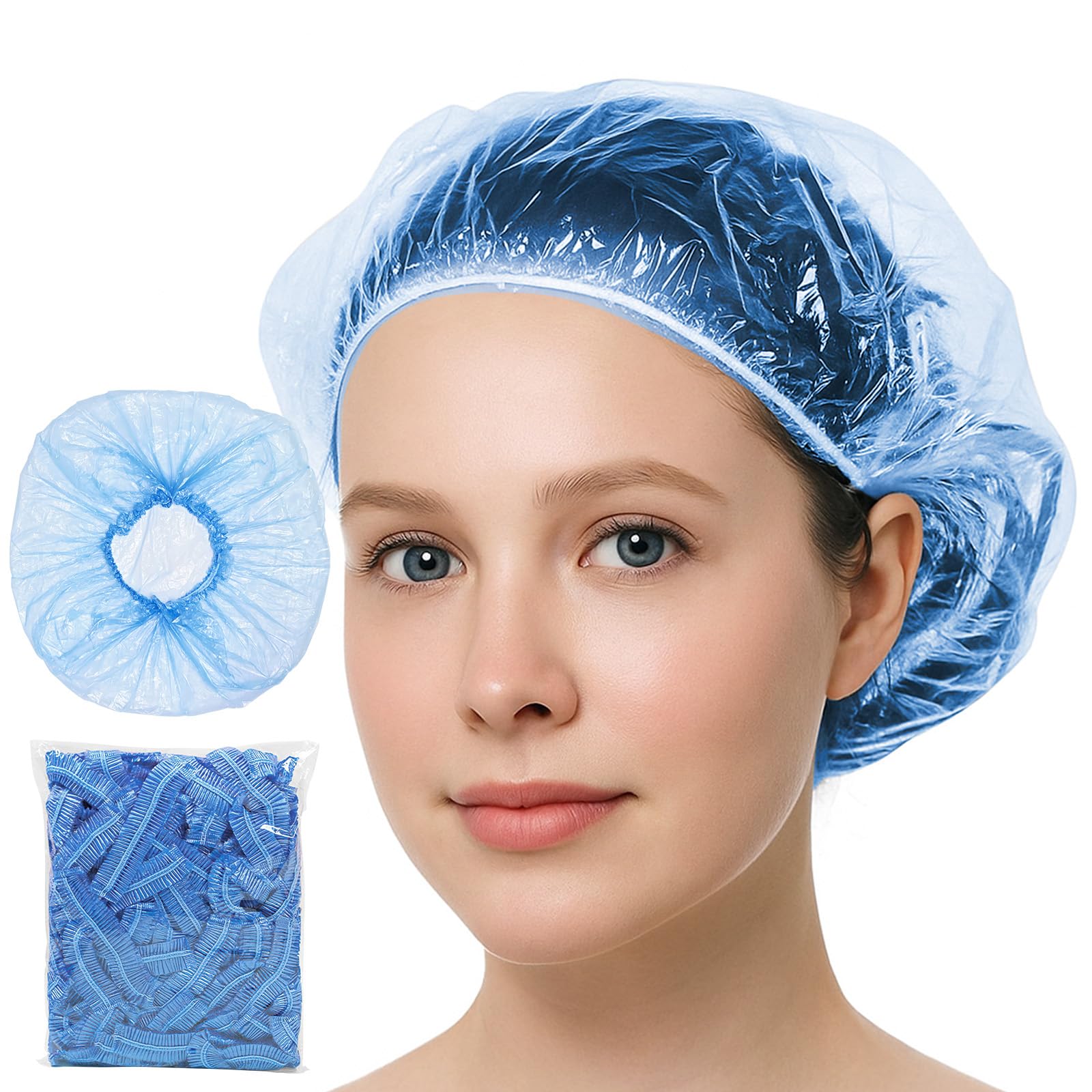 100PCS Disposable Shower Caps,Waterproof Hair Caps,Multi-Purpose Thickened Plastic Elastic Bath Caps for Women Home Use,Hair Salon