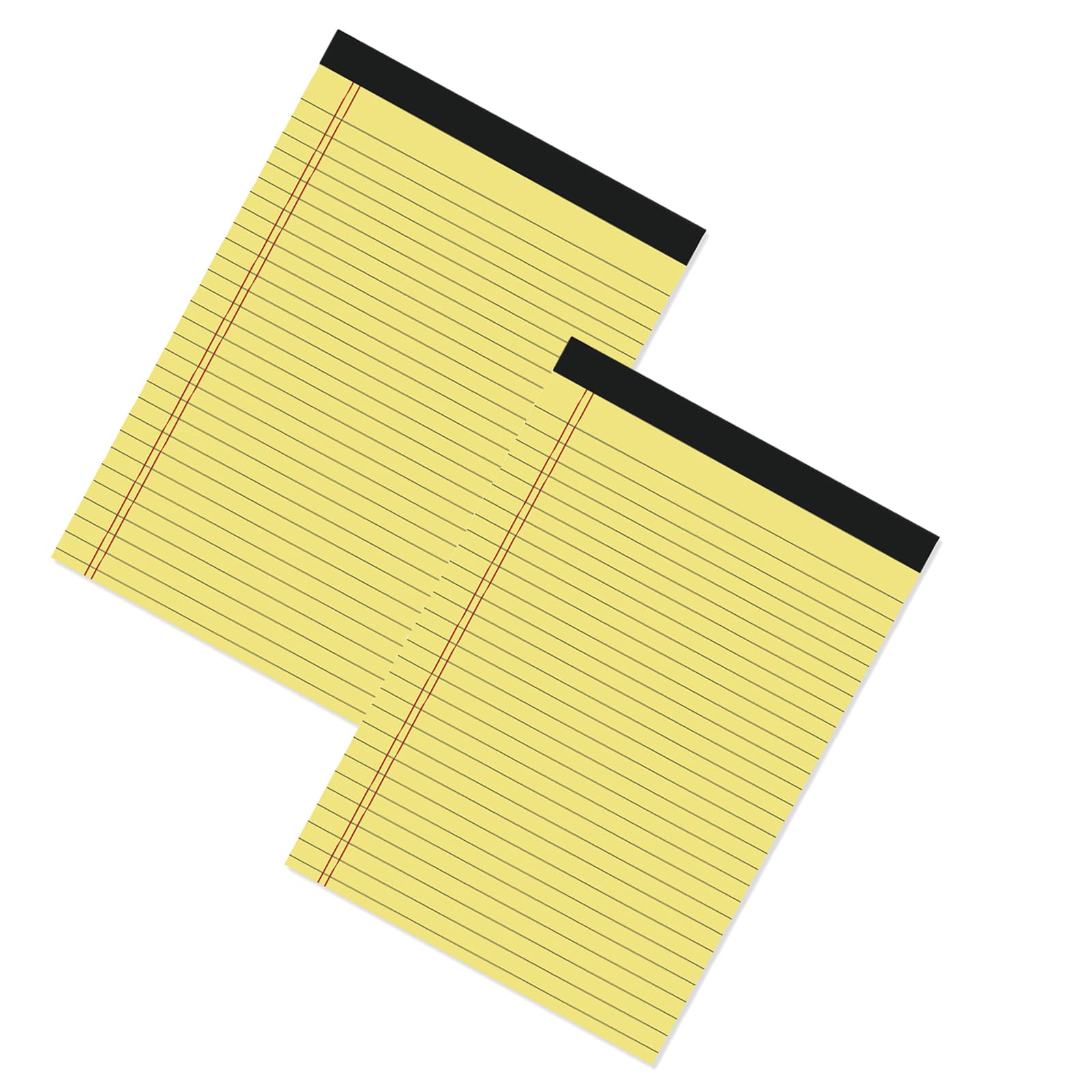 Duomama 2 Pack Legal Pads - 8.5 x 11.75 Writing Pads, 50 Sheets Per Pad, Double-Sided Printing, Perforated Yellow Memo Refills, Wide Ruled Notebooks for Office, School, Home