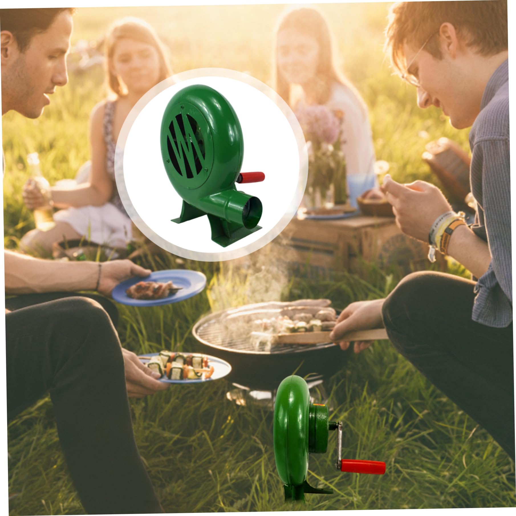Mini soffiatore per forgia da fabbro da 200 W per barbecue con ingranaggio in ferro condotto portatile per picnic in campeggio