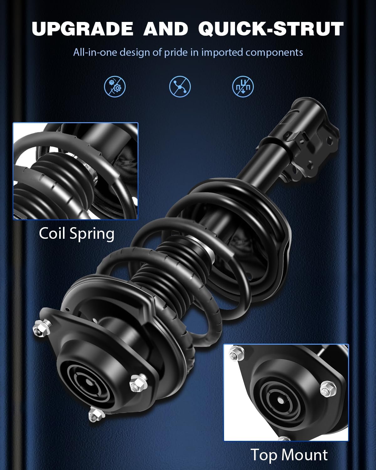 ECCPP Complete Struts Spring Assembly Shock Absorber for 2000-2006 for Hyundai Elantra (Front Pair)