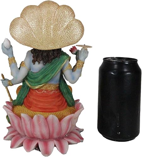Miniatura 7 de Ebros Gift Dios hindú Vishnu Vasudeva sentado en el trono de Cobras Estatua Preservador y protector Azul Avatar Figurilla Iluminación oriental