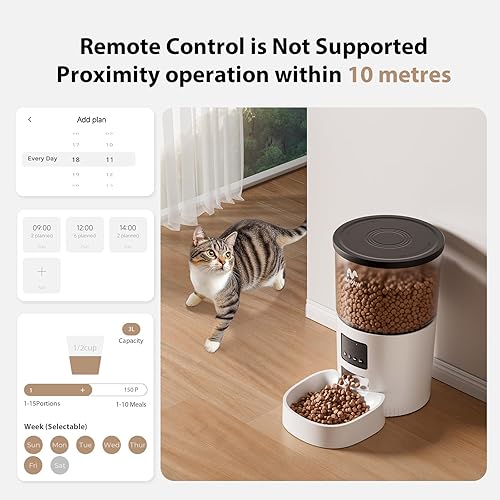 Miniatura 2 de IMIPAW Comedero automático para gatos, dispensador de alimentos secos con desecante, control de porciones programable, respaldo de energía dual, 10