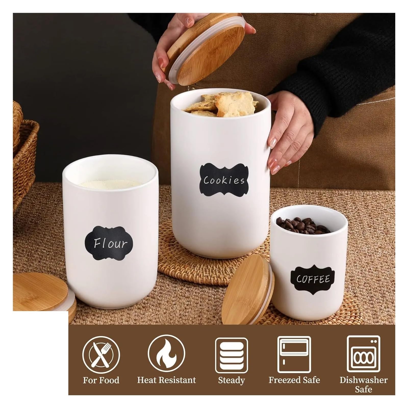 Juego De 3 Tarros Con Tapa Hermética Para Cocina