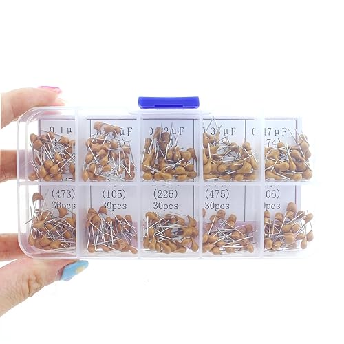 Miniatura 5 de TAODAN 300pcs condensador de cerámica 0.047 0.1 0.15 0.22 0.33 0.47 1 2.2 4.7 10 uF Kit surtido de condensadores de cerámica monolíticos multicapa