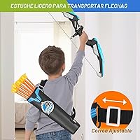 Vista 4 de Paquete de 2 arcos y flechas para niños, juego de tiro con luz LED con 24 flechas de ventosa, 1 objetivo de pie, 6 objetivos de puntuación y 2