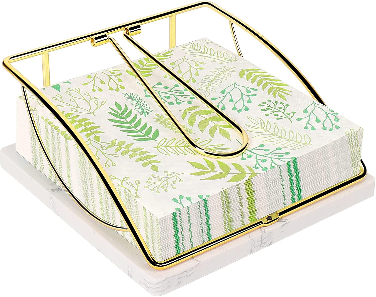 Winmien Flat Napkin Holder with Marble Base, Square Metal