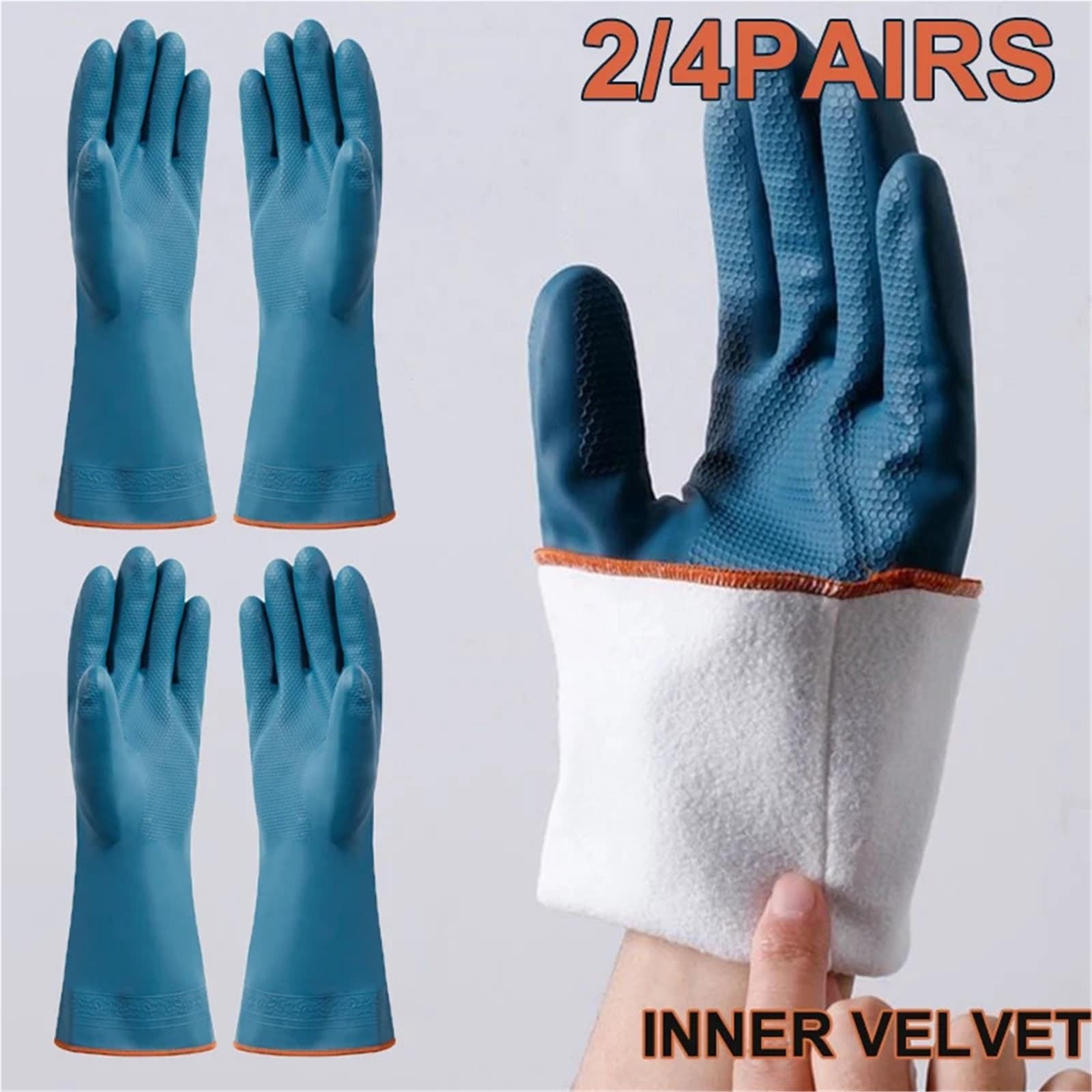 Guantes Limpieza Guantes impermeables de forro polar grueso, 2 o 4 pares, for limpieza del hogar, baño, cocina, protección manos
