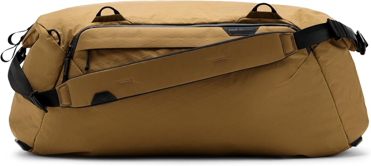 Travel Duffel 50L, Coyote, Extra-Wide Single Zip Access, Weatherproof Shell, 4 External Pockets, Fits Packing Cubes & Camera Cubes, Ideal for Weekend Trips, Versatile Duffel Bag for Travel