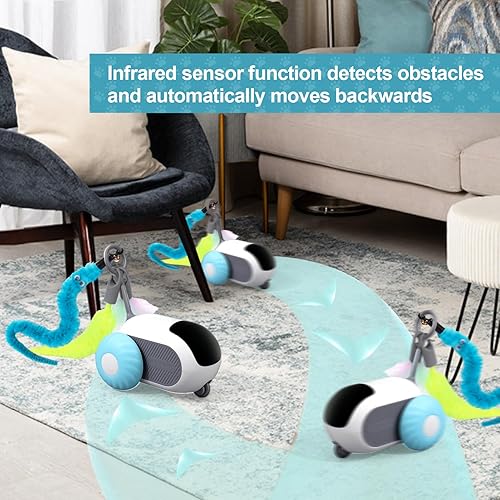 Miniatura 4 de BABORUI Juguete interactivo mejorado para gatos 3.0 con control remoto de 2 velocidades, juguetes automáticos para gatos de interior