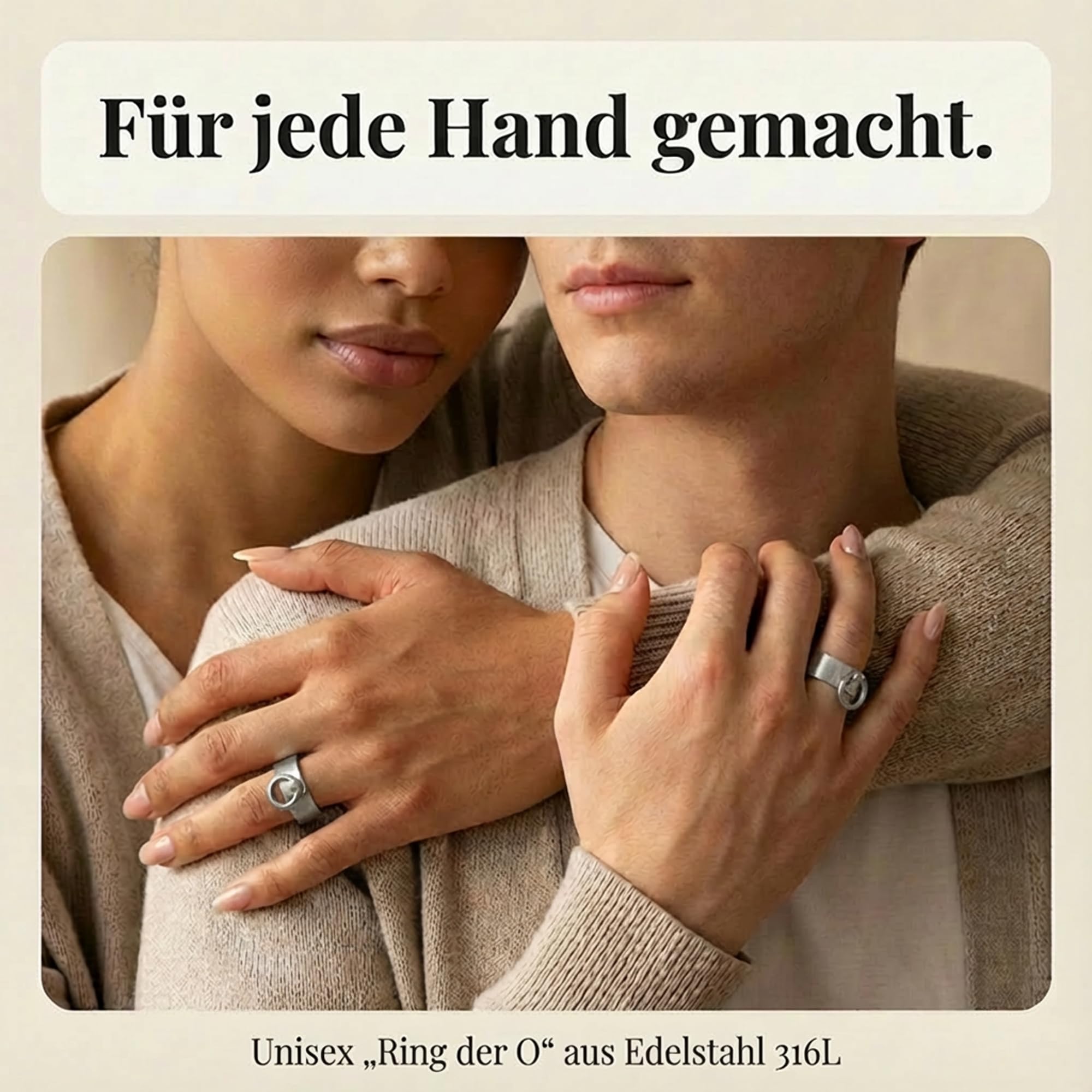 meditoys - 'Ring der O' in Edelstahl (matt), Finger-Ring Damen Herren