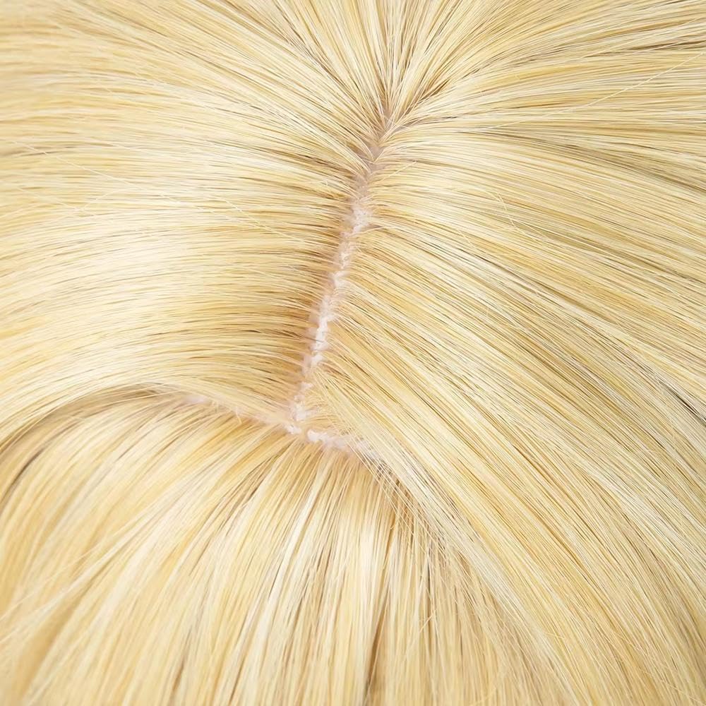 Haarpflege Blonde Kurze Gewellte Perücken Mit Pony Flauschige Hitzebeständige Cosplay-Perücke Für Die Tägliche Party