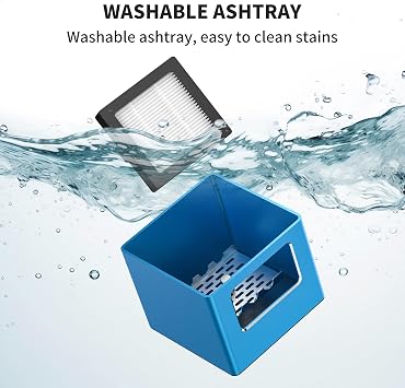 VTAR Smokeless Ashtray with Replaceable Filter Bundle (078 Blue)