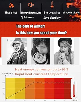 DYK&NX Hanging Heater Under Office Table, Electric Heating Wall Mounted Kotatsu, 800W with 2 Heat Settings, for Coffee Table Double Quartz Heating Computer Desk