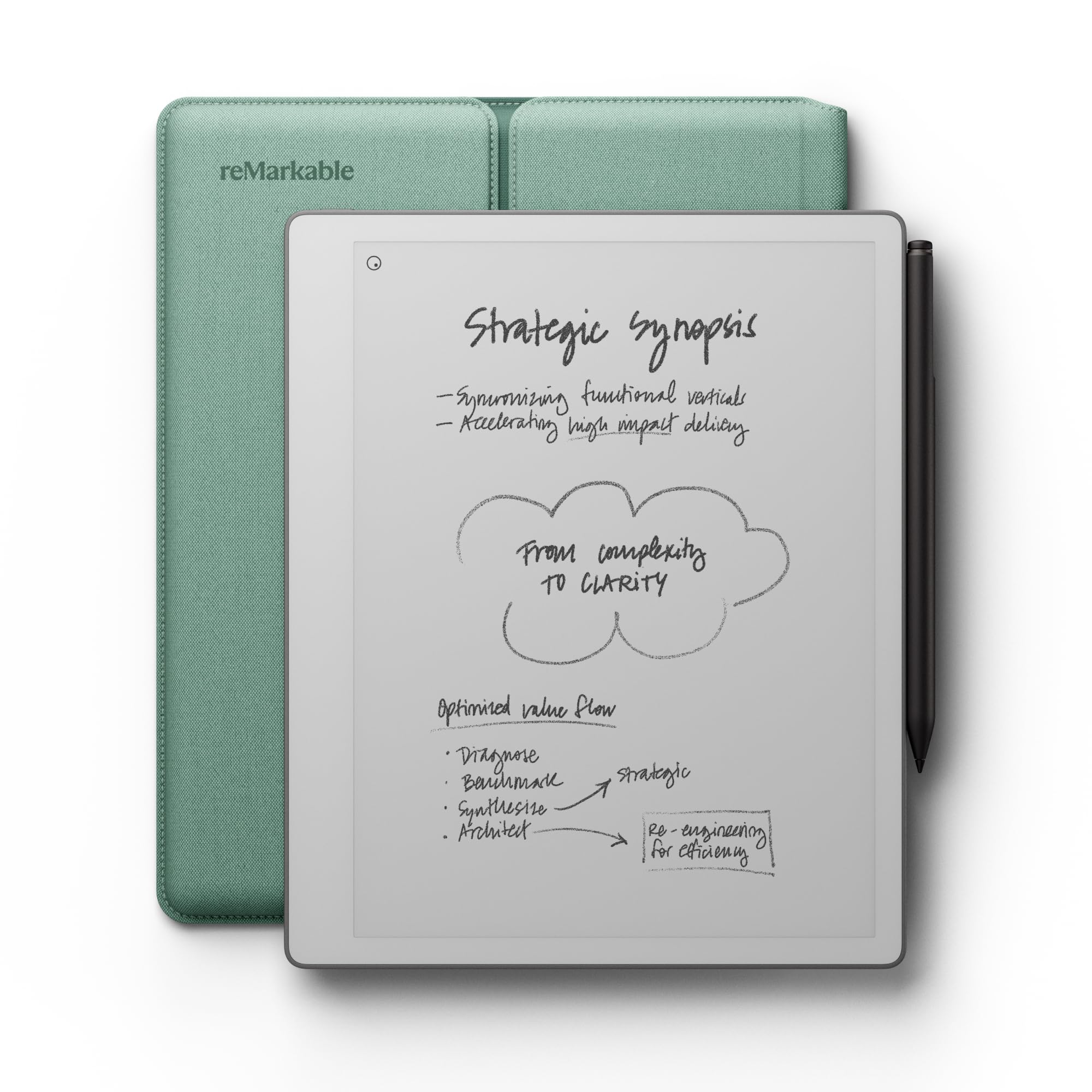 reMarkable Paper Pure Bundle – 10.3” Paper Tablet with Black-and-White Display – Digital Notebook for Better Thinking, Writing, and Reading. Includes Mist Green Sleeve Folio and Marker Plus reMarkable Paper Pure + Mist Green Sleeve