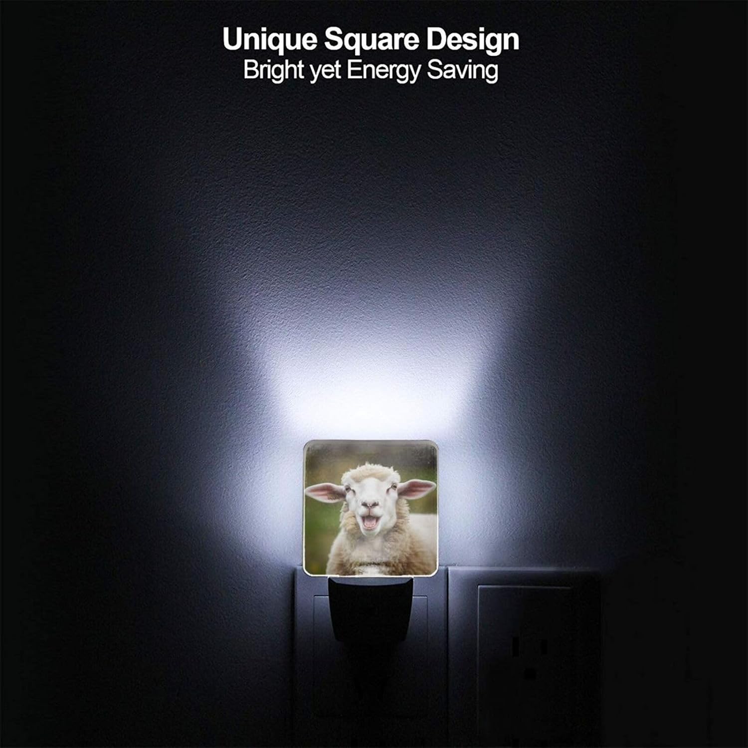 Funny Naughty Sheep Tongue Cute Animal Night Lightwith Dusk-to-Dawn Smart Sensor Lamp, Plug-in Wall Led Night Lamp for Boys Girls Bedroom Living Room Hallway Kitchen 0.5w image 5