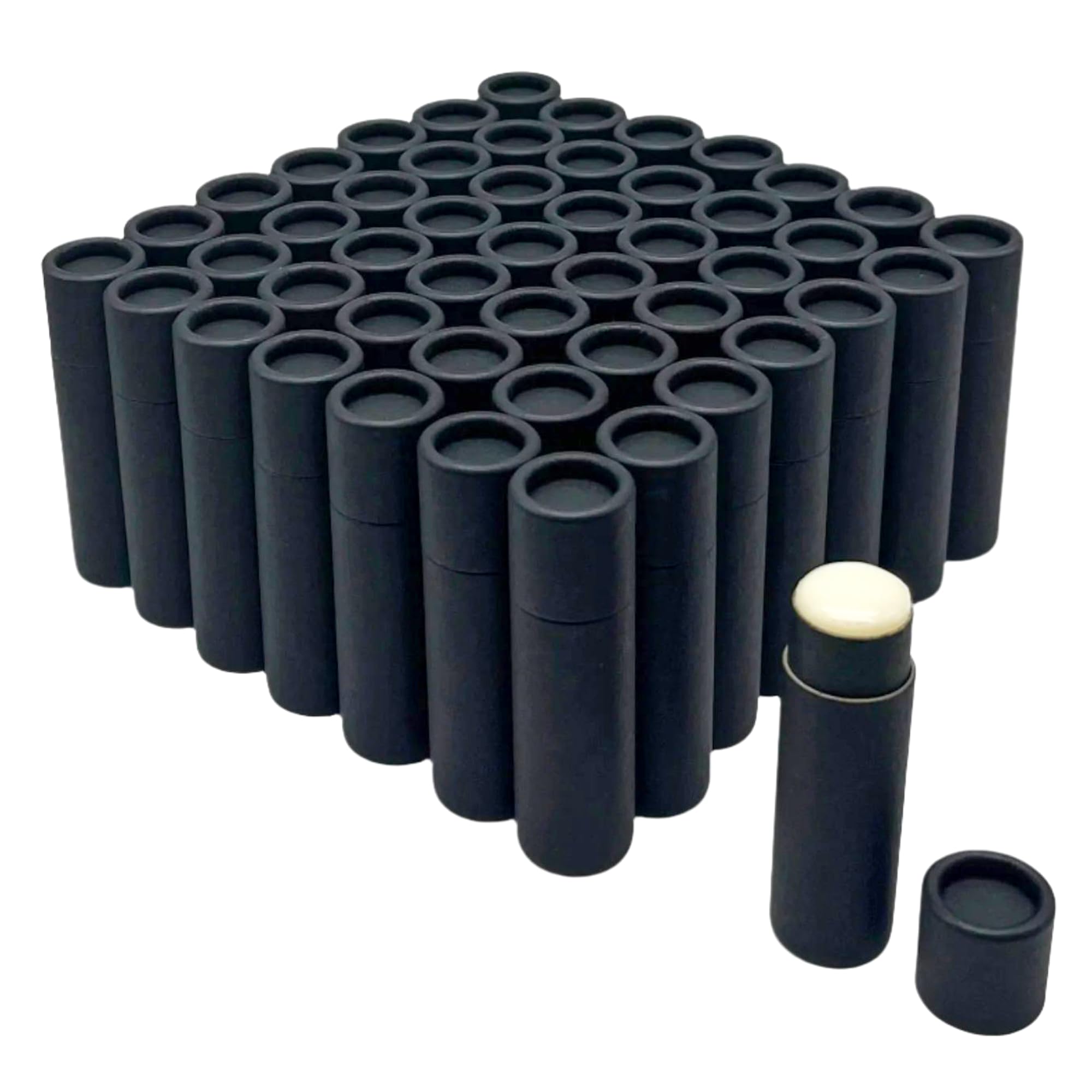 Tube baume à lèvres en carton kraft noir GreenWay de 8,5 g pour stick vide x50