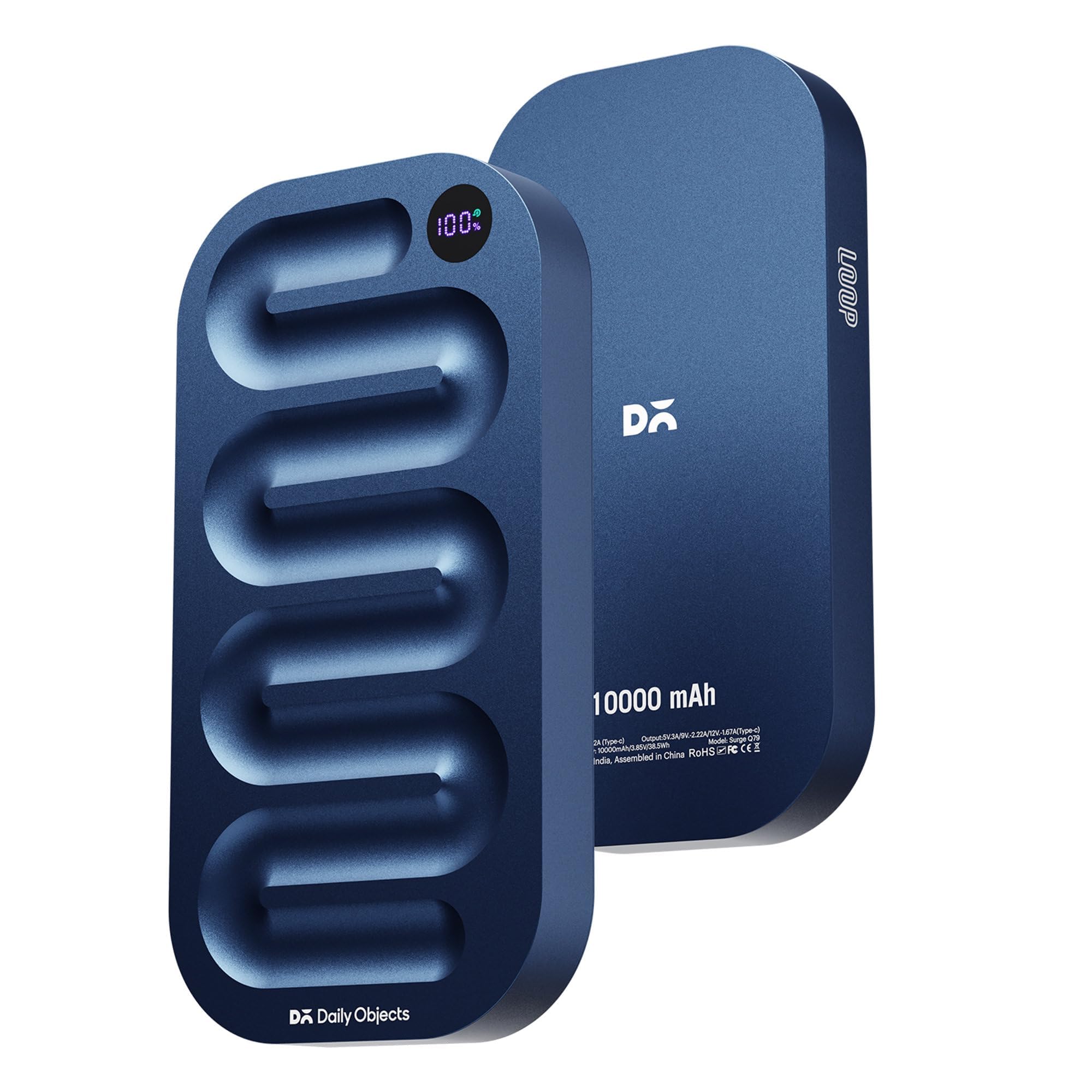 DailyObjects Loop Universal Aluminium Power Bank|10000 Mah|Fast Charging Output 20W | Compatible with Samsung/OnePlus/iPhone 12/13/14/15/16/Pro Max/Airpods|Pocket Size|LED Battery Display (Blue)-picture-10