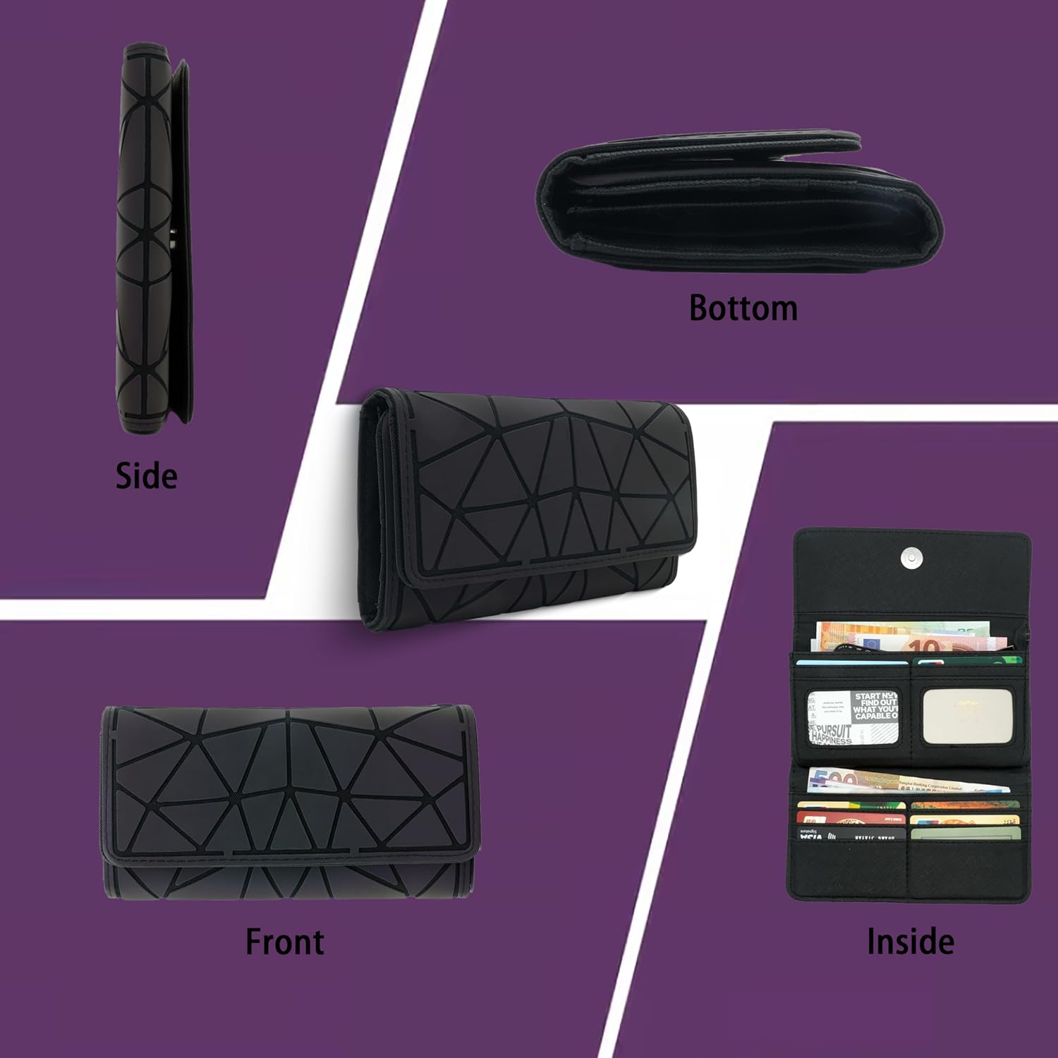 Geometric Luminous Crossbody Bag Set Reflective Holographic Handbag with Adjustable Shoulder Strap Unique Multi Compartment Magic Color Changing Premium Bundle - Image 6