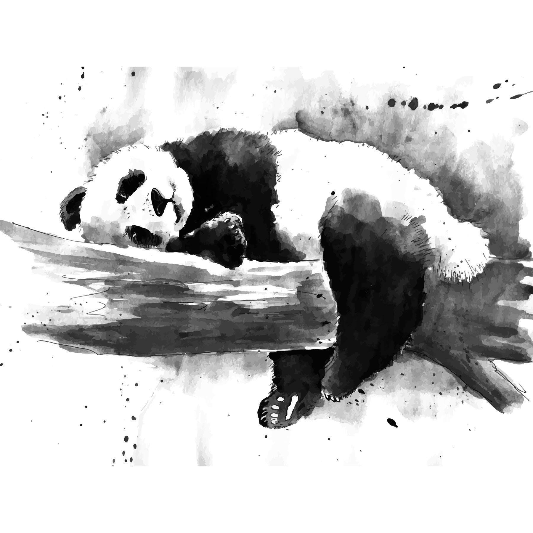 Wee Blue Coo Panda Sleeping Watercolour Large Wall Art Print Canvas Premium Poster