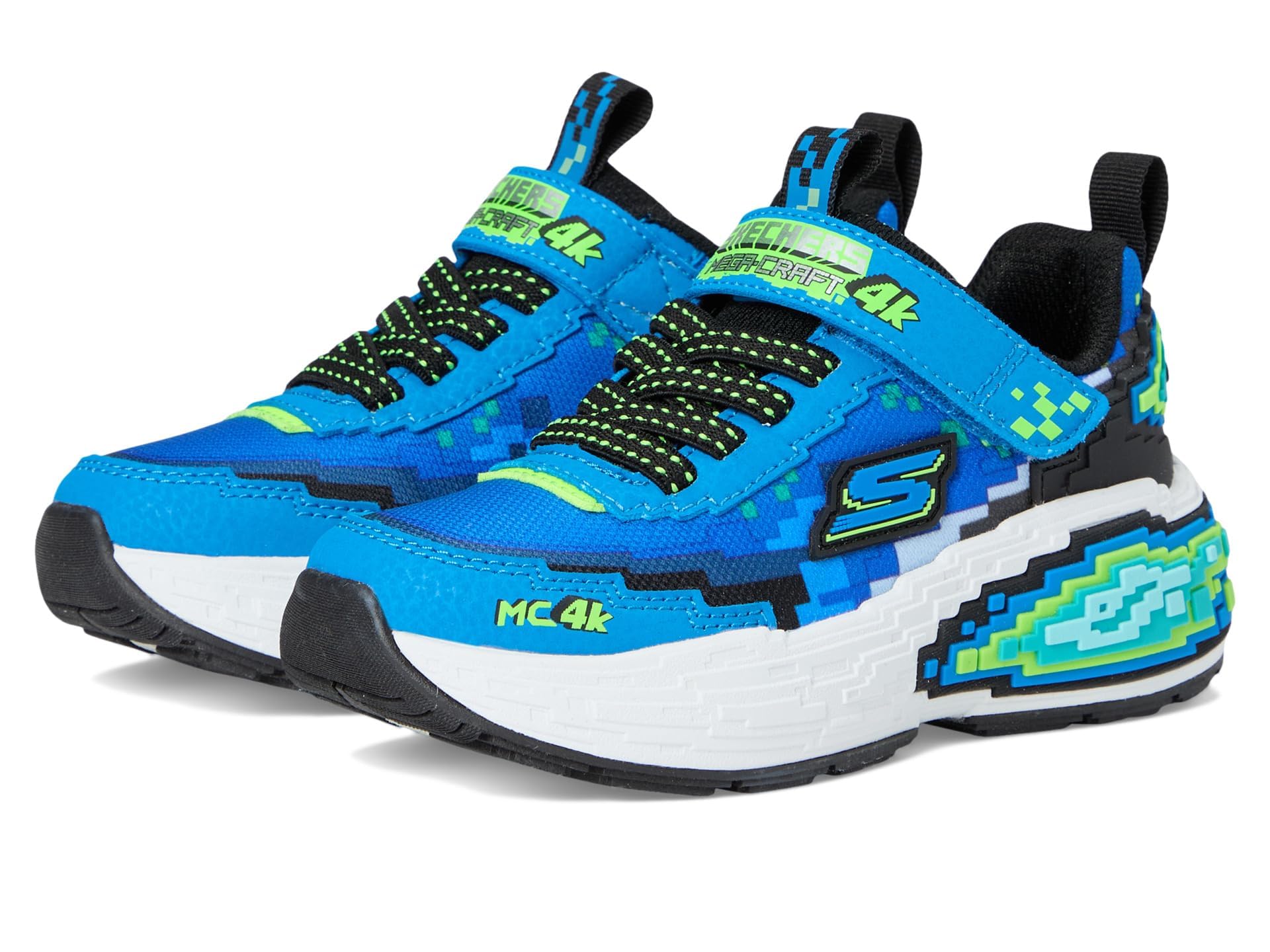 Skechers Boy's Mega-Craft 4K Sneakers, Blue Synthetic/Textile/Lime & Black Trim, 12.5 UK Child