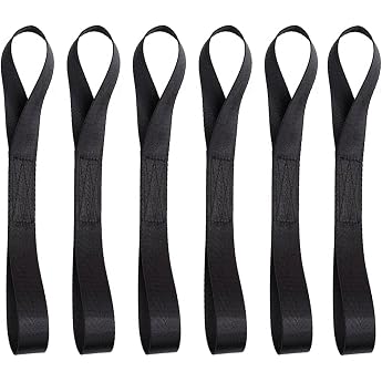Set of 6 200 x 25 mm Lashing Loops Set 500 kg Load Capacity Lashing Strap Lashing Loop Belt Loops for Motorcycle Transport Bikes Beach Bikes Black
