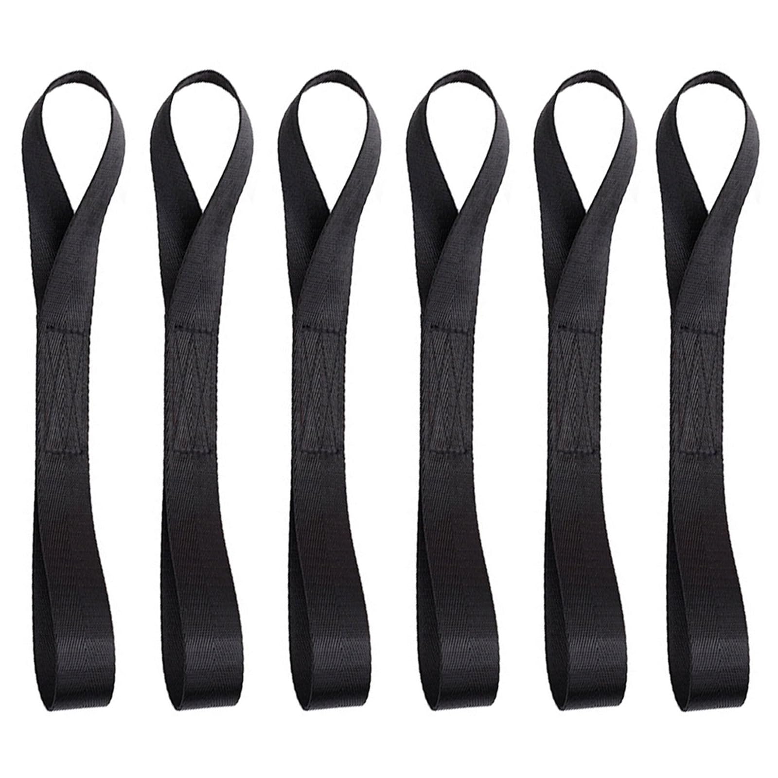 VZU 6 Stück 200 x 25 mm Zurrschlaufen Set, 500kg Belastbarkeit, Spanngurt, Zurrschlaufe, Gurtschlaufen, für Motorradtransport, Fahrräder, Strandmotorräder, Schwarz