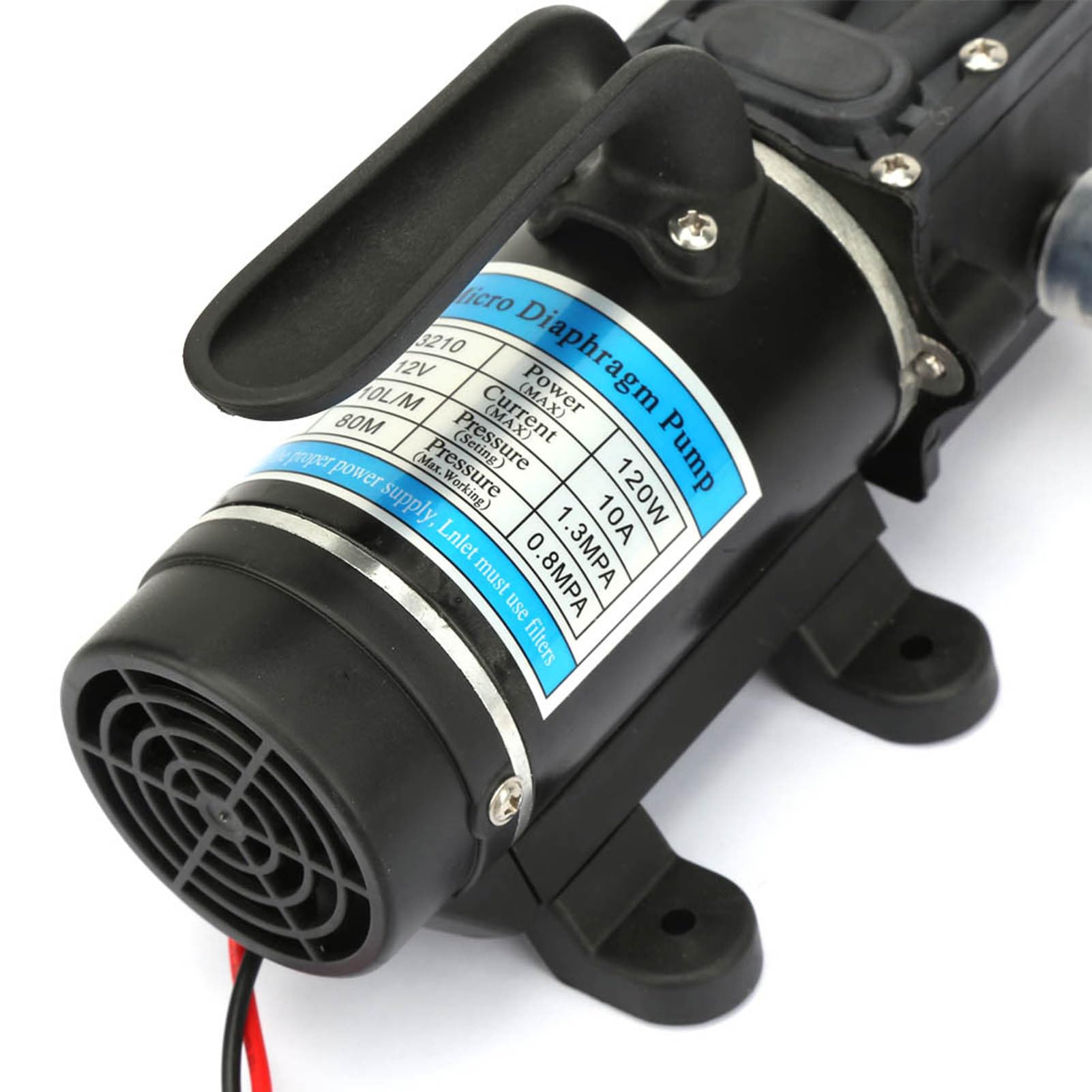 Pompa Dell'acqua Ad Alta Pressione, Pompa Diaframma a Sollevamento 120 W 130 M, Pompa di Flusso 10 Litri/m per Rondella di Pressione, Spray Giardino, (12V 3210YD-12-120FS)