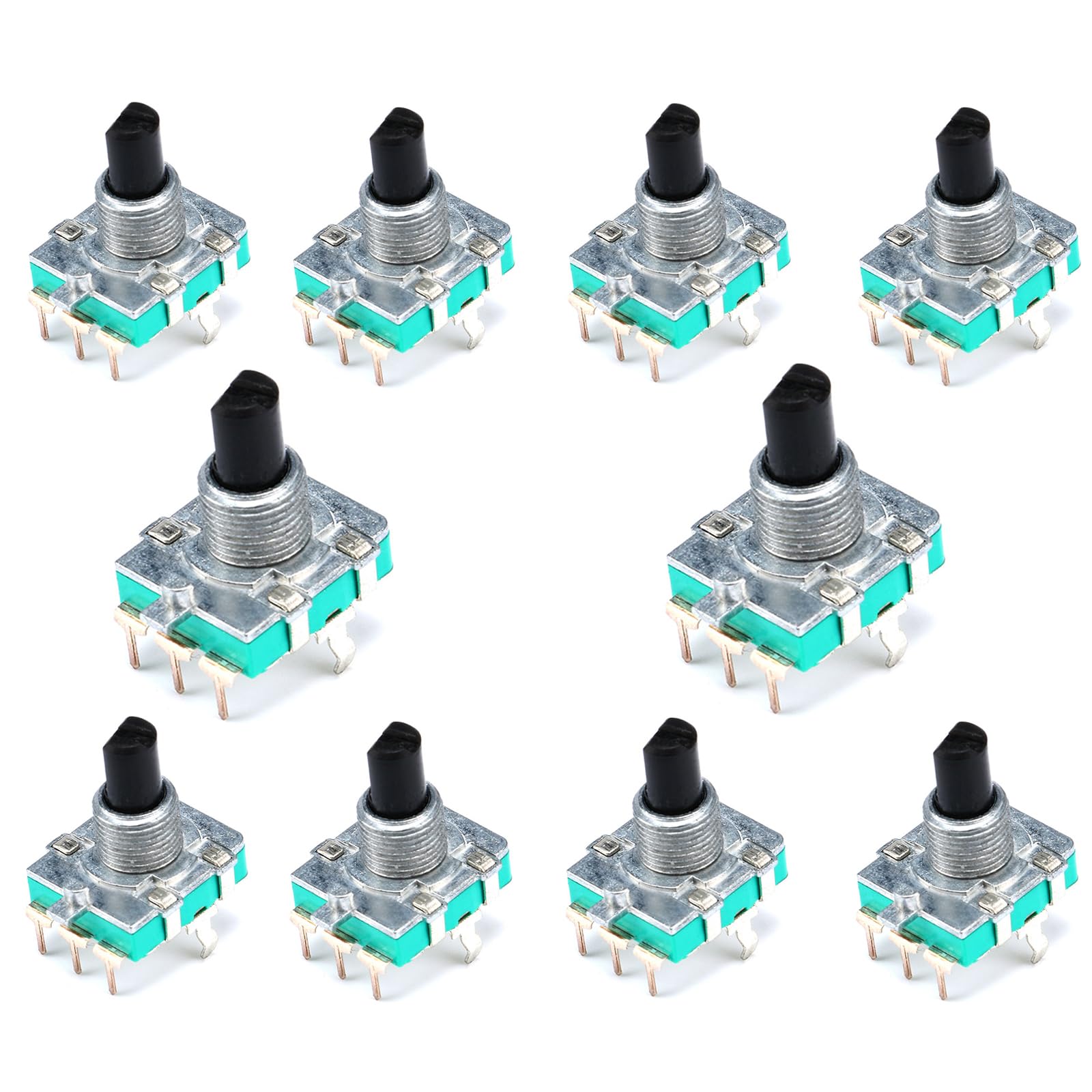 JESSINIE 10Pcs EC16 360 Degree Rotary Encoder Code Switch Digital Potentiometer E16 Audio Encoder 360°Rotary Digital Encoder 3 Pins 15MM Shaft