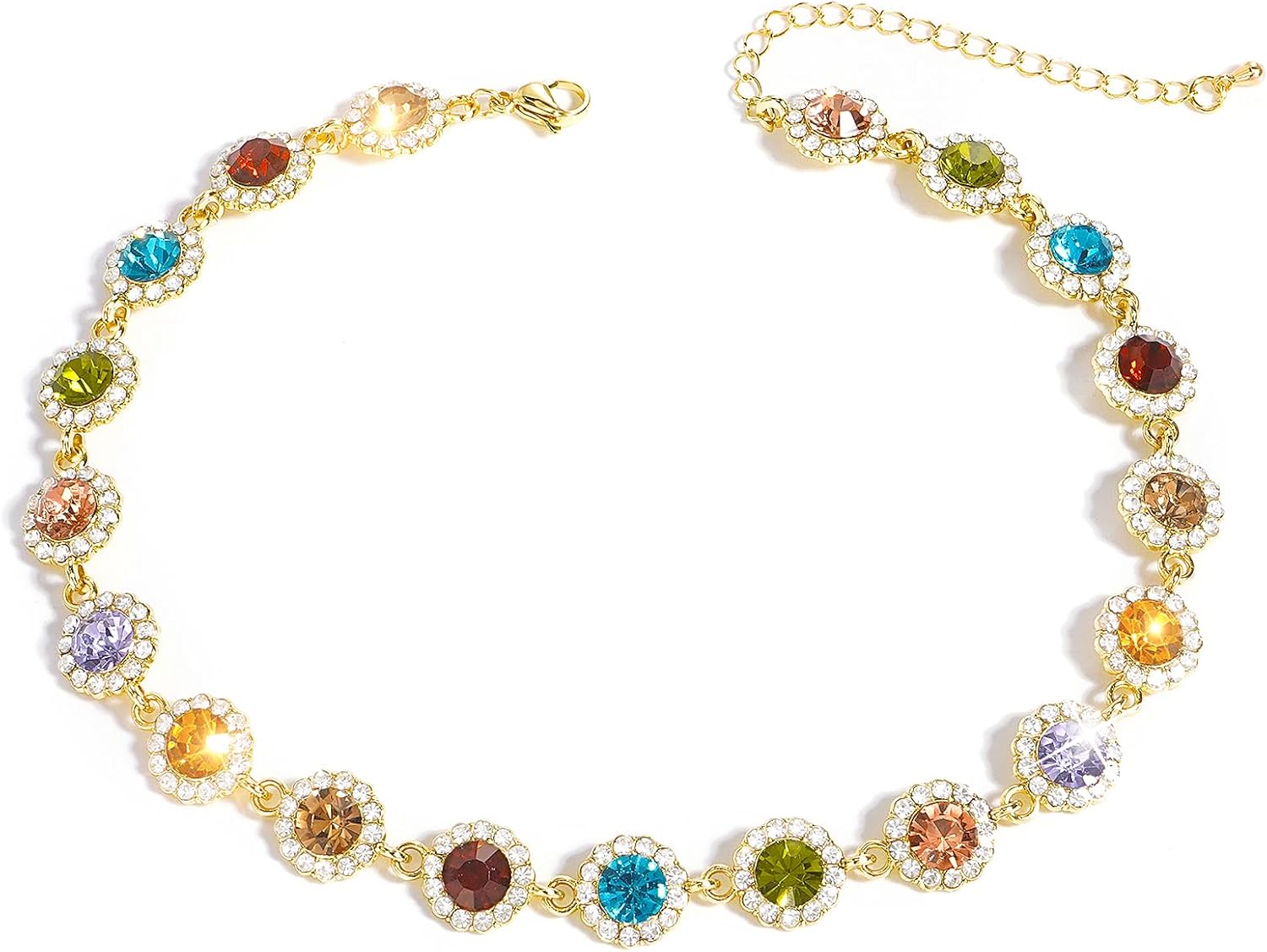 Suyi Crystal Colorful Choker Necklace Sparkly Rhinestone Necklace for Women