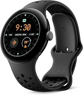 Google Pixel Watch 3 (41 mm) – Android smartwatch with heart rate tracking, advanced running from Fitbit, fitness insights, 24-hour battery – Matte Black Aluminium Case – Obsidian band – Wi-Fi