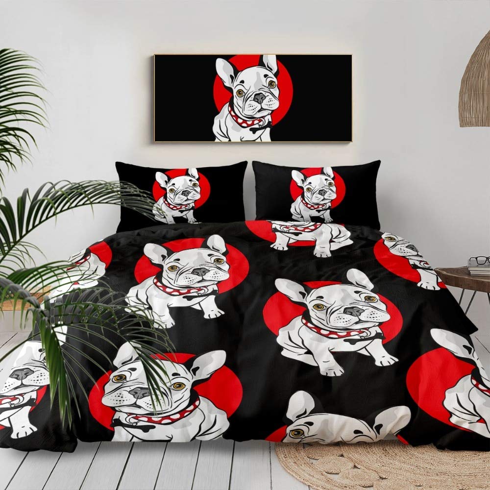 Housse de couette bouledogue français la parure de lit dessin animé qui fait sourire les enfants